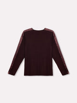 Jadea 4859 maglia donna girocollo viscosa tinta unita e fascia laminata vinaccia