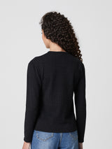 Jadea 4864 maglia donna girocollo tessuto elasticizzato bicolore nero