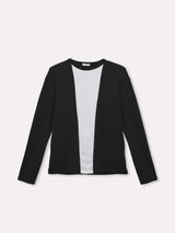 Jadea 4864 maglia donna girocollo tessuto elasticizzato bicolore nero