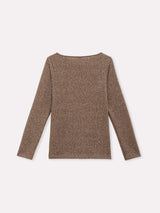 Jadea 4865 maglia donna scollo a barca tessuto a costine caffe