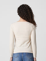 Jadea 4865 maglia donna scollo a barca tessuto a costine crema