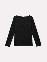 Jadea 4865 maglia donna scollo a barca tessuto a costine nero