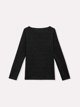 Jadea 4865 maglia donna scollo a barca tessuto a costine nero