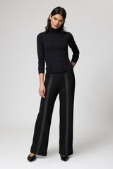 Jadea 4868 pantalone tessuto jaquard bicolore bande frontali a contrasto grigio