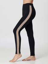 Jadea 4870 leggings in cotone e fascia laterale in maglia a coste nero/grigio