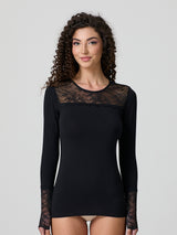 Maglia a girocollo sottogiacca in pizzo