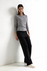 Jadea 4873 pantalone morbido in maglia a coste nero