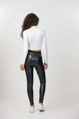 Leggings similpelle con fascia elasticizzata