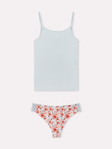 Jadea 4888 coordinato top e slip con inserti in pizzo color cielo