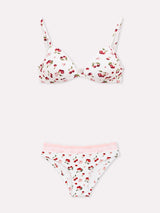 Jadea 4893 coordinato triangolo e slip a fantasia ciliegie bianco
