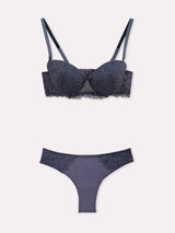 Jadea 4905 coordinato balconcino e brasiliana con pizzo trasparente jeans