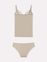 Jadea 4906 coordinato top e slip in cotone e pizzo florale avena