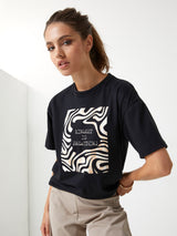 T-shirt 100% cotone oversize con stampa