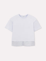 Jadea 4924 t-shirt in cotone con inserto camicia a righe celeste