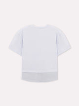 Jadea 4924 t-shirt in cotone con inserto camicia a righe celeste