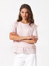 Jadea 4924 t-shirt in cotone con inserto camicia a righe fard