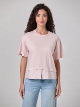 Jadea 4924 t-shirt in cotone con inserto camicia a righe fard