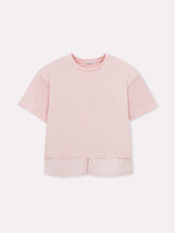 Jadea 4924 t-shirt in cotone con inserto camicia a righe fard