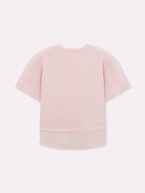 Jadea 4924 t-shirt in cotone con inserto camicia a righe fard