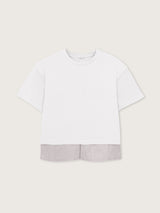 Jadea 4924 t-shirt in cotone con inserto camicia a righe seta