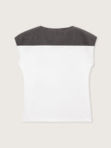 Jadea 4931 t-shirt 100% cotone inserto denim e taschino grigio