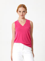Jadea 4936 canotta in viscosa con scollo a V fucsia