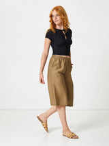 Jadea 4946 bermuda in misto lino con tasche fango