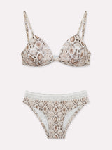 Jadea 4951 coordinato triangolo e slip animalier latte
