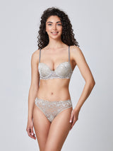 Coordinato balconcino e brasiliana con pizzo floreale serie Divina