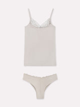 Jadea 4960 coordinato top e brasiliana in pizzo floreale crema