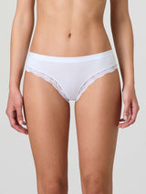 Slip in cotone modal con fascia e pizzo giro gamba