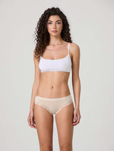 Slip in cotone modal con fascia e pizzo giro gamba