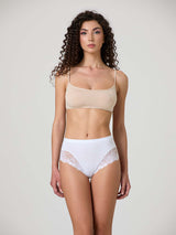 Midi in cotone modal con fascia e pizzo frontale