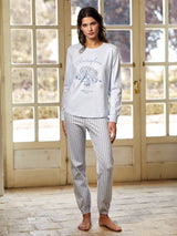 Jadea 5234 pigiama lungo cotone jersey con stampa colore fiordaliso serie Giove