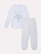 Jadea 5234 pigiama lungo cotone jersey con stampa colore fiordaliso serie Giove