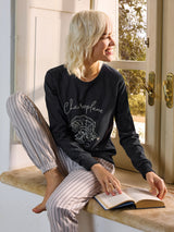 Jadea 5234 pigiama lungo cotone jersey con stampa colore piombo serie Giove