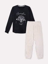 Jadea 5234 pigiama lungo cotone jersey con stampa colore piombo serie Giove