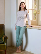 Jadea 5234 pigiama lungo cotone jersey con stampa colore sabbia serie Giove