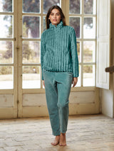 Jadea 5236 pigiama lungo in coral fleece colore salvia serie Giove