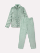 Jadea 5236 pigiama lungo in coral fleece colore salvia serie Giove