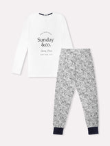 Jadea 5240 pigiama lungo cotone jersey a fantasia colore panna serie Vittoria