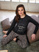 Jadea 5240 pigiama lungo cotone jersey a fantasia colore piombo serie Vittoria