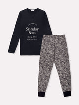 Jadea 5240 pigiama lungo cotone jersey a fantasia colore piombo serie Vittoria