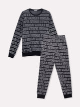 Jadea 5242 pigiama lungo in Punto Milano a fantasia colore piombo serie Vittoria