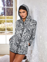 Jadea 5243 pigiama lungo Coral Fleece a fantasia colore panna serie Vittoria