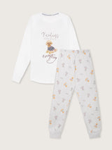 Jadea 5244 pigiama lungo cotone jersey a fantasia colore panna serie Aurora