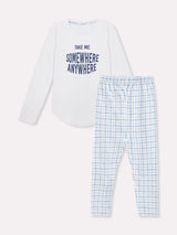 Jadea 5250 pigiama lungo jersey e flanella con stampa fiordaliso serie Nettuno