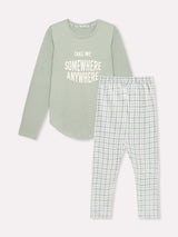 Jadea 5250 pigiama lungo jersey e flanella con stampa salvia serie Nettuno