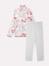 Jadea 5255 tuta in Coral Fleece con stampa colore grigio serie Minerva