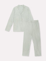 Jadea 5264 pigiama lungo cotone jersey gessato colore salvia serie Giove